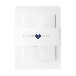 Modern Blue Heart Invitation Belly Band Uitnodigingen Wikkel