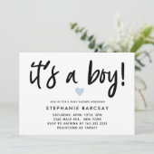 Modern Blue Heart is een Baby shower van een jonge Kaart (Staand voorkant)