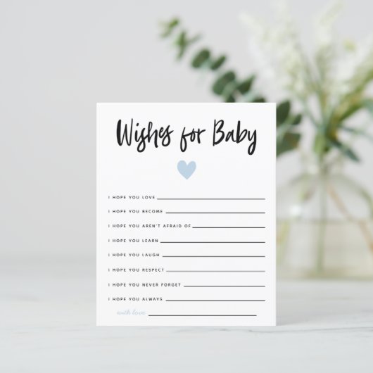 Modern Blue Heart Shower wenst Baby (Staand voorkant)