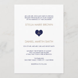 Modern Blue Heart Striped Back Wedding Kaart