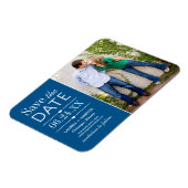 Modern Blue Hearts Wedding Photo Save the Date Magneet (Linkerzijde)
