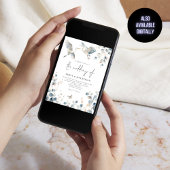 Modern Blue Heron Pastel Foliage Wedding Kaart