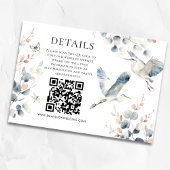 Modern Blue Heron QR-code Trouwdetails Informatiekaartje
