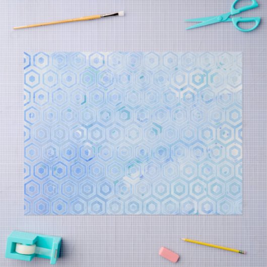 Modern Blue Hexagon Honeycomb Waterverf Pattern Tissuepapier (Craft)