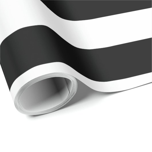 Modern Blue Hibiscus Black White Stripes Cadeaupapier (Rol Hoek)