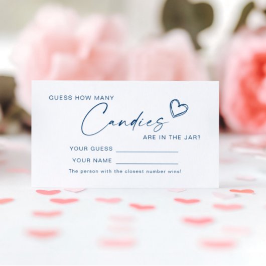 Modern Blue Hoeveel Snoepjes Douche Game Card Plaatskaartje