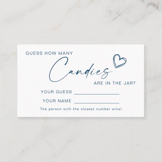 Modern Blue Hoeveel Snoepjes Douche Game Card Plaatskaartje (Voorkant)