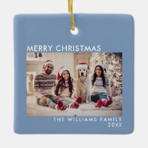 Modern Blue Holiday Photo Merry Kerstry