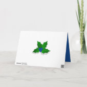 Modern Blue Holly Berry Plant Leaves Foto Feestdagen Kaart (Achterkant)