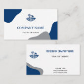 Modern Blue House Logo Vastgoed Makelaar Navy Visitekaartje (Voorkant / Achterkant)