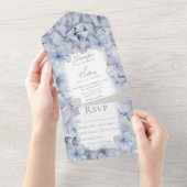 Modern Blue Hydrangea Blooms Blurred Dinner All In One Uitnodiging (Afscheurbaar)