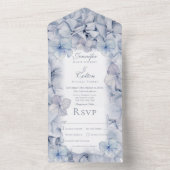 Modern Blue Hydrangea Blooms Blurred Dinner All In One Uitnodiging (Binnen)