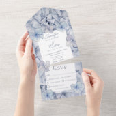 Modern Blue Hydrangea Blooms Dinner All In One Uitnodiging (Afscheurbaar)