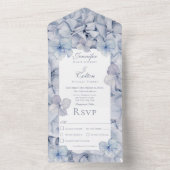 Modern Blue Hydrangea Blooms Dinner All In One Uitnodiging (Binnen)