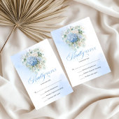 Modern Blue Hydrangea Eucalyptus Wedding RSVP