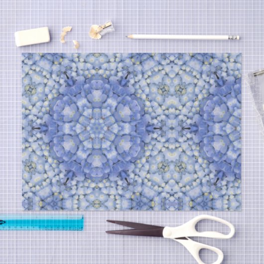 Modern Blue Hydrangea Floral Kaleidoscope Tissuepapier (Craft)