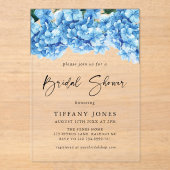 Modern Blue Hydrangea Floral Vrijgezellenfeest Acryl Uitnodigingen (Voorkant)