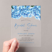 Modern Blue Hydrangea Floral Vrijgezellenfeest Acryl Uitnodigingen (Insitu (Draagbaar))