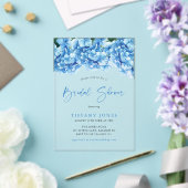 Modern Blue Hydrangea Floral Vrijgezellenfeest Acryl Uitnodigingen (Insitu (Huwelijk))