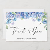 Modern Blue Hydrangea Floral Vrijgezellenfeest Bedankkaart (Voorkant)