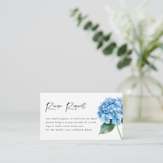 Modern Blue Hydrangea Floral Vrijgezellenfeest Informatiekaartje (Staand voorkant)