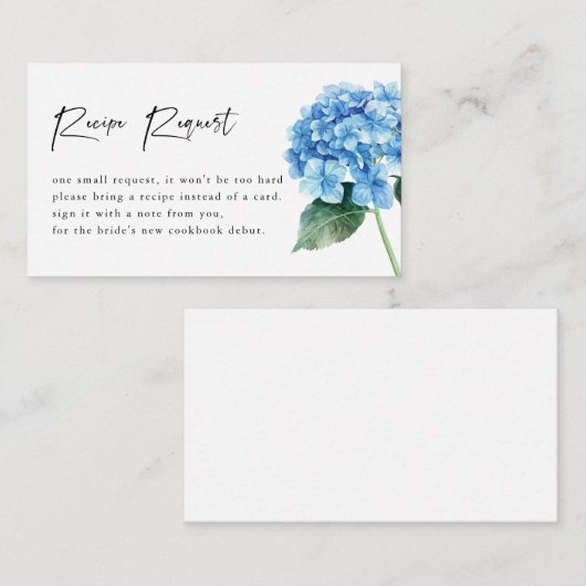 Modern Blue Hydrangea Floral Vrijgezellenfeest Informatiekaartje (Voorkant / Achterkant)