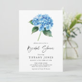 Modern Blue Hydrangea Floral Vrijgezellenfeest Kaart (Staand voorkant)