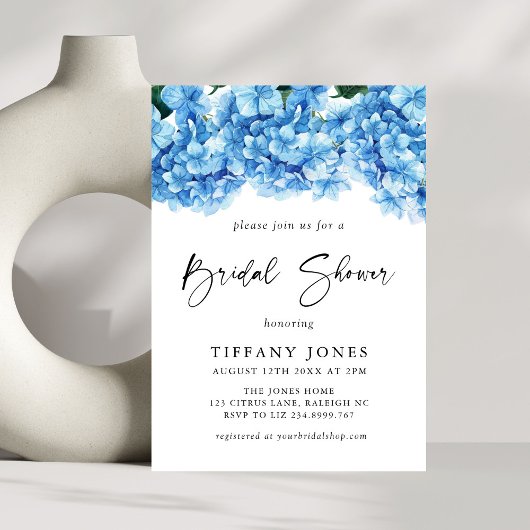 Modern Blue Hydrangea Floral Vrijgezellenfeest Kaart