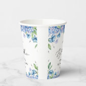Modern Blue Hydrangea Floral Vrijgezellenfeest Papieren Bekers (Links)