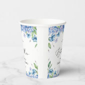 Modern Blue Hydrangea Floral Vrijgezellenfeest Papieren Bekers (Rechts)