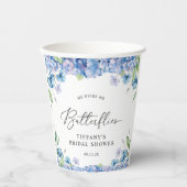 Modern Blue Hydrangea Floral Vrijgezellenfeest Papieren Bekers (Voorkant)