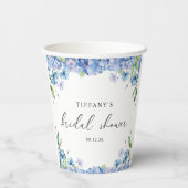 Modern Blue Hydrangea Floral Vrijgezellenfeest Papieren Bekers (Achterkant)