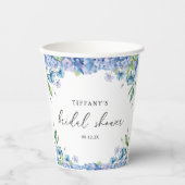 Modern Blue Hydrangea Floral Vrijgezellenfeest Papieren Bekers (Voorkant)