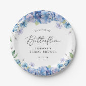 Modern Blue Hydrangea Floral Vrijgezellenfeest Papieren Bordje (Voorkant)