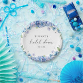 Modern Blue Hydrangea Floral Vrijgezellenfeest Papieren Bordje (Feest)