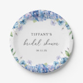 Modern Blue Hydrangea Floral Vrijgezellenfeest Papieren Bordje (Voorkant)