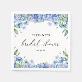 Modern Blue Hydrangea Floral Vrijgezellenfeest Servet (Voorkant)