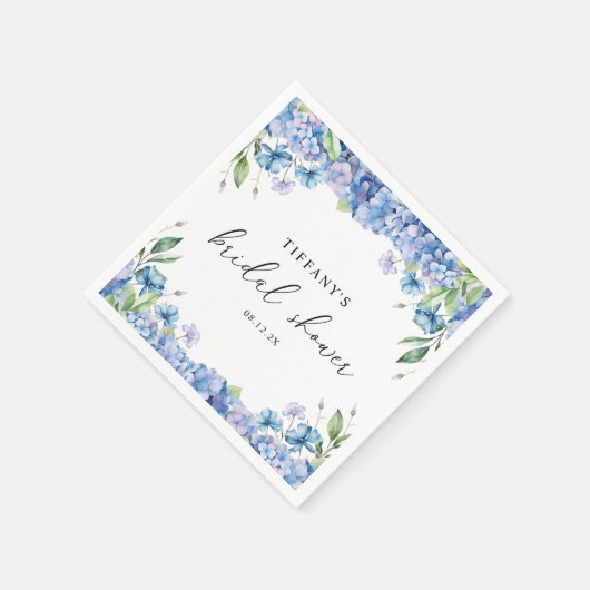 Modern Blue Hydrangea Floral Vrijgezellenfeest Servet (Hoek)