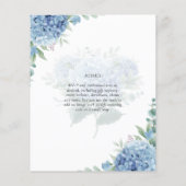 Modern Blue Hydrangea Floral Wedding Invitation (Achterkant)
