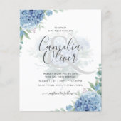Modern Blue Hydrangea Floral Wedding Invitation Flyer (Voorkant)