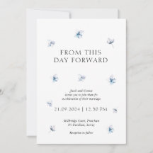 Modern Blue Hydrangea Floral Wedding Invitation