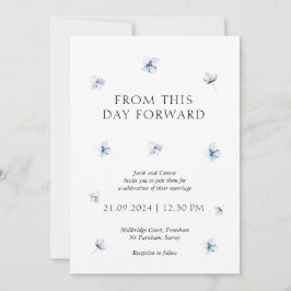 Modern Blue Hydrangea Floral Wedding Invitation Kaart