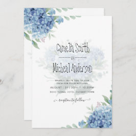 Modern Blue Hydrangea Floral Wedding Invitation Kaart