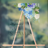 Modern Blue Hydrangea Flowers Baby shower Welkom Acryl Bord (Neutraal)