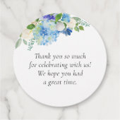 Modern Blue Hydrangea Flowers Krans Baby shower Bedankjes Labels (Achterkant)