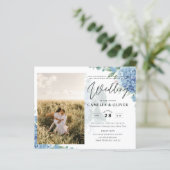 Modern Blue Hydrangea PHOTO Wedding Invitation (Staand voorkant)