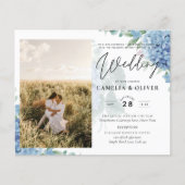 Modern Blue Hydrangea PHOTO Wedding Invitation (Voorkant)