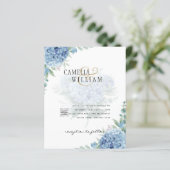 Modern Blue Hydrangea PHOTO Wedding Invitation (Staand voorkant)