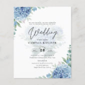 Modern Blue Hydrangea PHOTO Wedding Invitation Flyer (Voorkant)