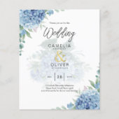 Modern Blue Hydrangea PHOTO Wedding Invitation Flyer (Voorkant)